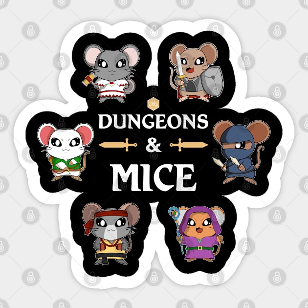 Dungeons & Mice Fantasy Tabletop RPG Roleplaying D20 Gamer Sticker by TheBeardComic